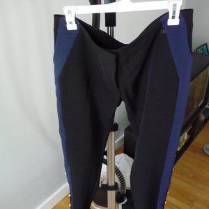 MARY DALOIA Italian designer rare black and navy pants pearls on sides IT46 /L